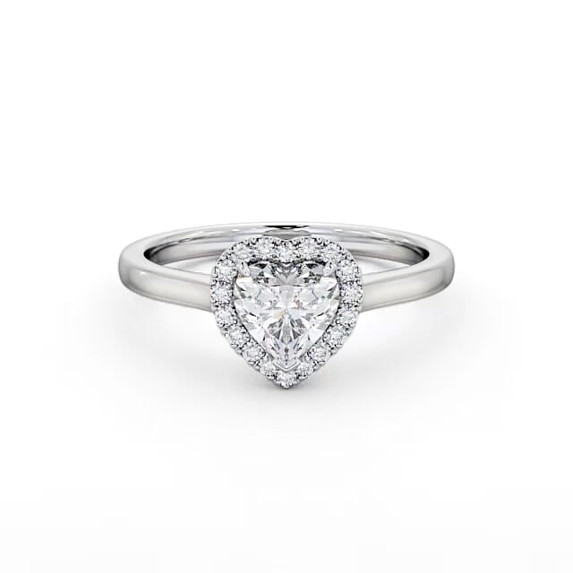 Halo Heart Diamond Engagement Ring 18K White Gold - Vanessa ENHE9_WG_HAND