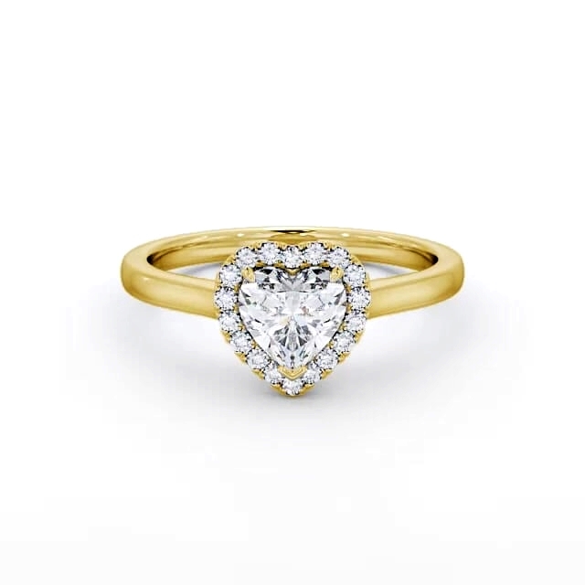 Halo Heart Diamond Engagement Ring 18K Yellow Gold - Vanessa ENHE9_YG_HAND