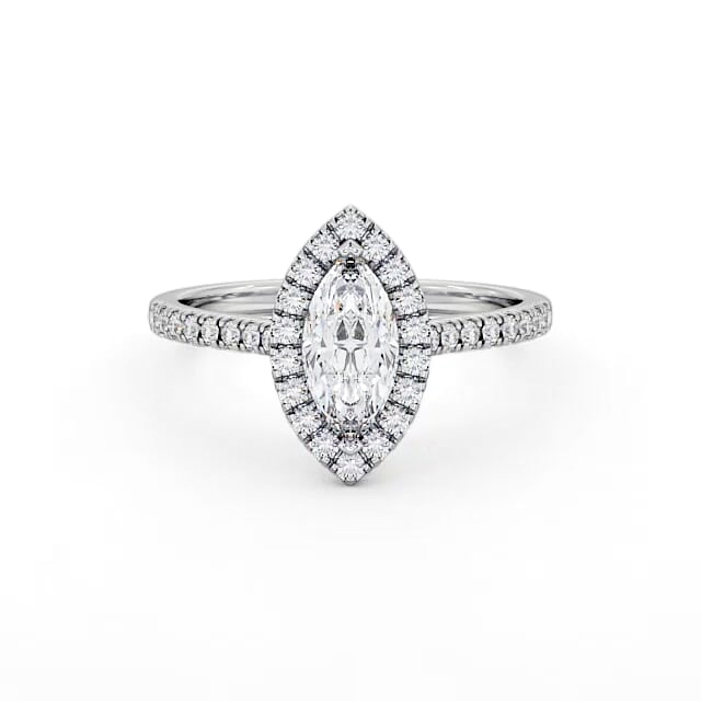 Halo Marquise Diamond Engagement Ring 18K White Gold - Arlo ENMA10_WG_HAND