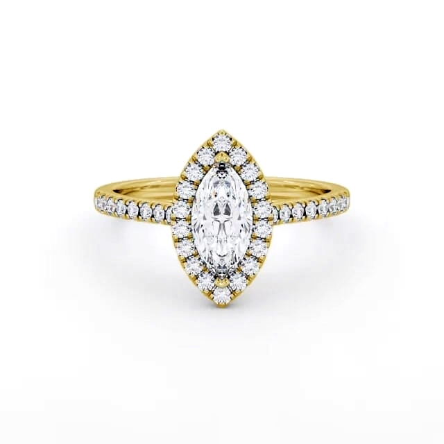 Halo Marquise Diamond Engagement Ring 18K Yellow Gold - Arlo ENMA10_YG_HAND
