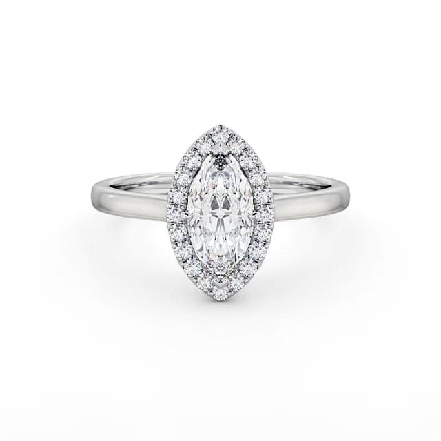 Halo Marquise Diamond Engagement Ring 18K White Gold - Kalia ENMA11_WG_HAND