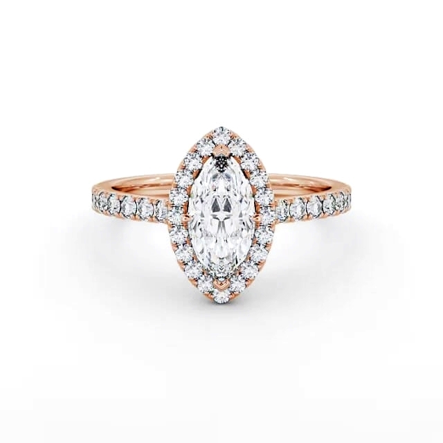 Halo Marquise Diamond Engagement Ring 18K Rose Gold - Madisson ENMA12_RG_HAND