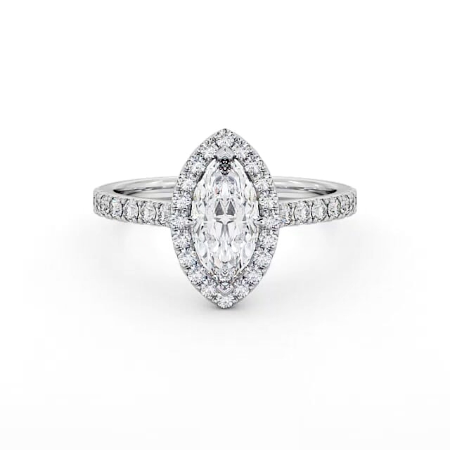 Halo Marquise Diamond Engagement Ring 18K White Gold - Madisson ENMA12_WG_HAND