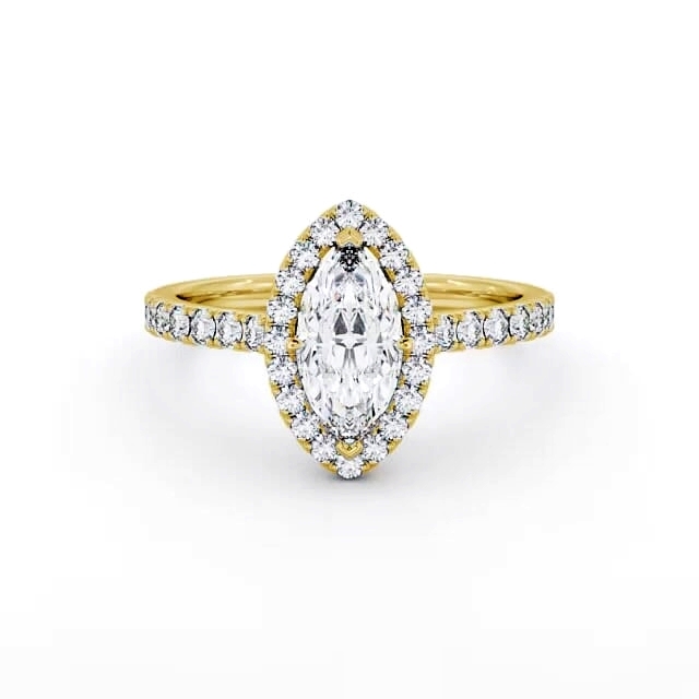 Halo Marquise Diamond Engagement Ring 18K Yellow Gold - Madisson ENMA12_YG_HAND