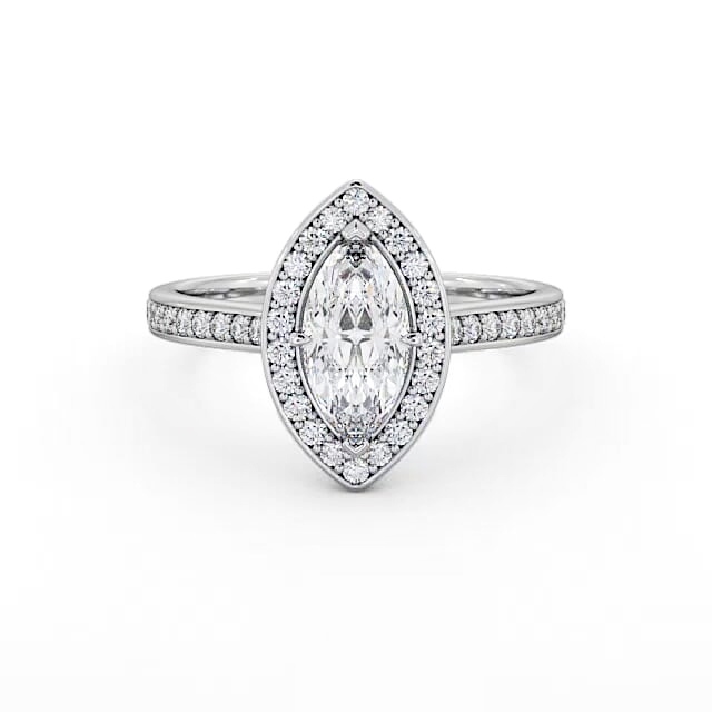 Halo Marquise Diamond Engagement Ring 18K White Gold - Venice ENMA13_WG_HAND