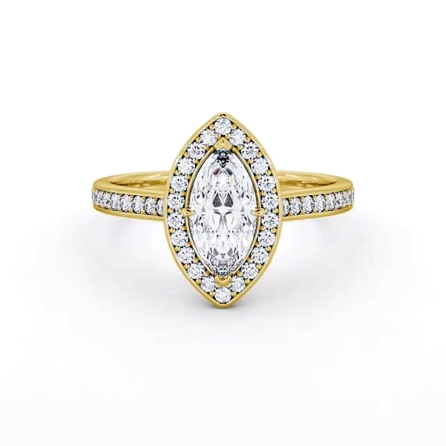 Halo Marquise Diamond Engagement Ring 18K Yellow Gold - Venice ENMA13_YG_HAND
