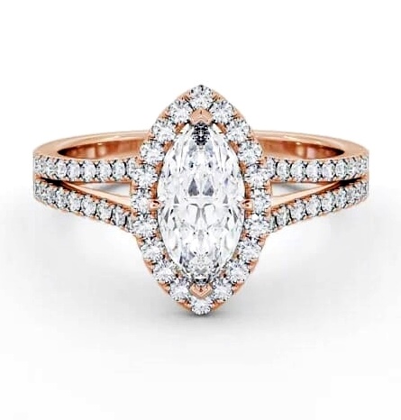 Halo Marquise Diamond Split Band Engagement Ring 9K Rose Gold ENMA14_RG_THUMB2 