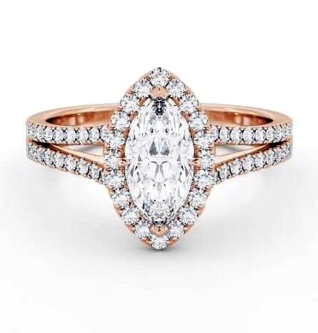 Halo Marquise Diamond Split Band Engagement Ring 9K Rose Gold ENMA14_RG_THUMB1