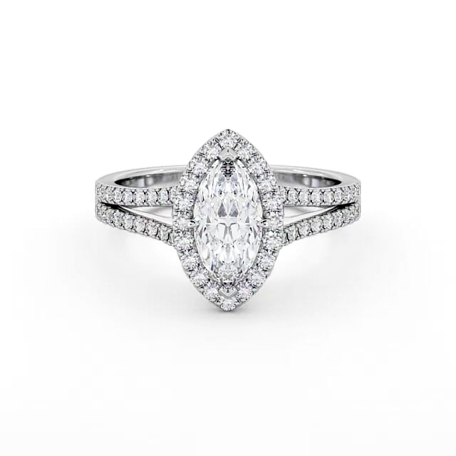 Halo Marquise Diamond Engagement Ring 18K White Gold - Gionna ENMA14_WG_HAND