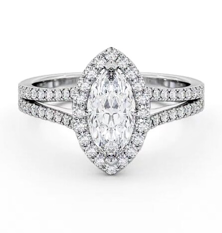 Halo Marquise Diamond Split Band Engagement Ring 18K White Gold ENMA14_WG_THUMB2 