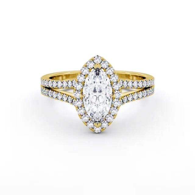Halo Marquise Diamond Engagement Ring 18K Yellow Gold - Gionna ENMA14_YG_HAND