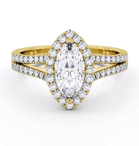 Halo Marquise Diamond Split Band Engagement Ring 18K Yellow Gold ENMA14_YG_THUMB1