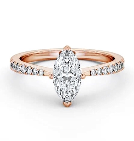 Marquise Diamond Tapered Band Engagement Ring 18K Rose Gold Solitaire ENMA15S_RG_THUMB1