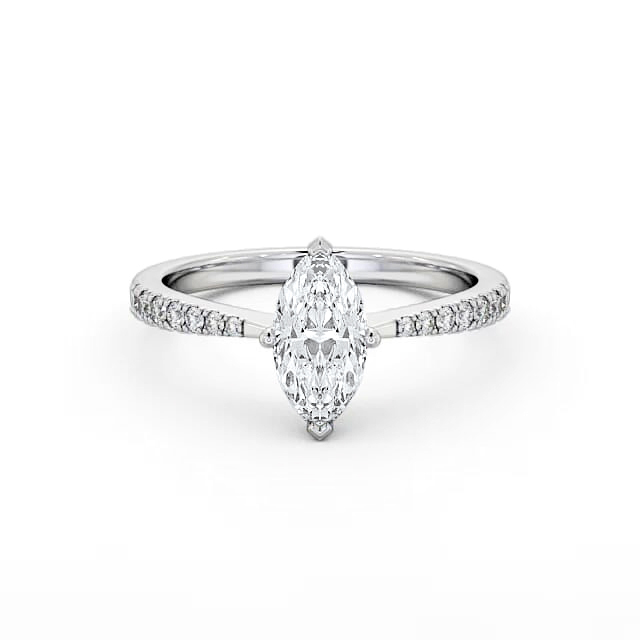 Marquise Diamond Engagement Ring 18K White Gold Solitaire With Side Stones - Mylah ENMA15S_WG_HAND