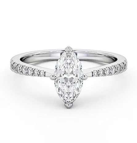 Marquise Diamond Tapered Band Engagement Ring Platinum Solitaire ENMA15S_WG_THUMB1