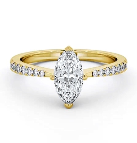 Marquise Diamond Tapered Band Ring 18K Yellow Gold Solitaire ENMA15S_YG_THUMB1