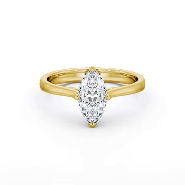 Marquise Diamond Engagement Ring 18K Yellow Gold Solitaire - Lorraine ENMA16_YG_HAND
