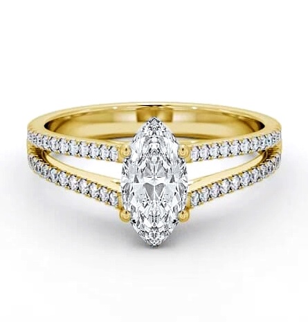 Marquise Diamond Split Band Engagement Ring 9K Yellow Gold Solitaire ENMA17_YG_THUMB1
