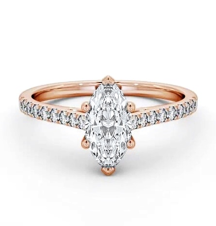 Marquise Diamond 6 Prong Engagement Ring 18K Rose Gold Solitaire ENMA18_RG_THUMB1