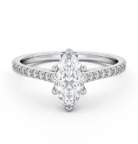 Marquise Diamond 6 Prong Engagement Ring 18K White Gold Solitaire with Channel Set Side Stones ENMA18_WG_THUMB2 