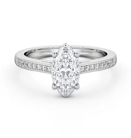 Marquise Diamond 4 Prong Engagement Ring 18K White Gold Solitaire with Channel Set Side Stones ENMA21S_WG_THUMB2 