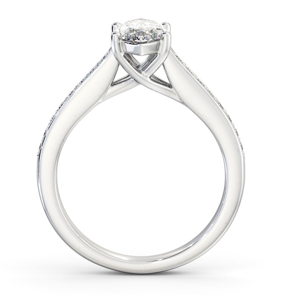 Marquise Diamond Trellis Design Engagement Ring 9K White Gold Solitaire with Channel Set Side Stones ENMA22S_WG_THUMB1