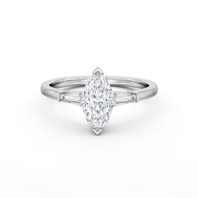 Marquise Diamond Engagement Ring Palladium Solitaire With Side Stones - Jameson ENMA23S_WG_HAND