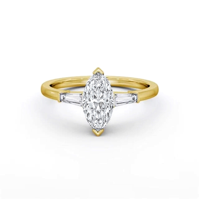Marquise Diamond Engagement Ring 18K Yellow Gold Solitaire With Side Stones - Jameson ENMA23S_YG_HAND