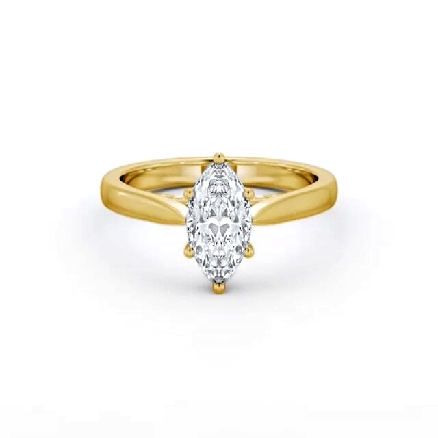 Marquise Diamond Engagement Ring 18K Yellow Gold Solitaire - Horaine ENMA24_YG_HAND