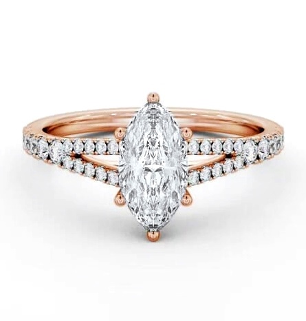 Marquise Diamond Split Band Engagement Ring 18K Rose Gold Solitaire ENMA24S_RG_THUMB1