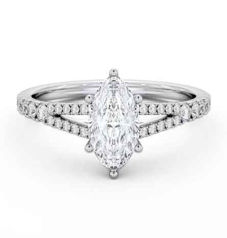 Marquise Diamond Split Band Engagement Ring 18K White Gold Solitaire with Channel Set Side Stones ENMA24S_WG_THUMB2 