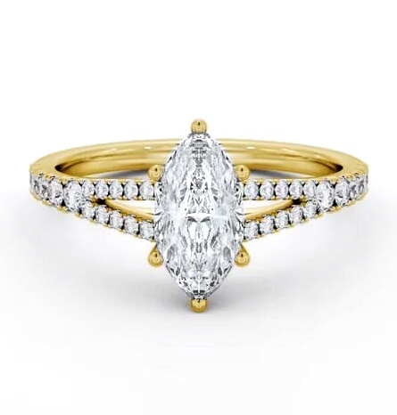 Marquise Diamond Split Band Engagement Ring 9K Yellow Gold Solitaire ENMA24S_YG_THUMB1