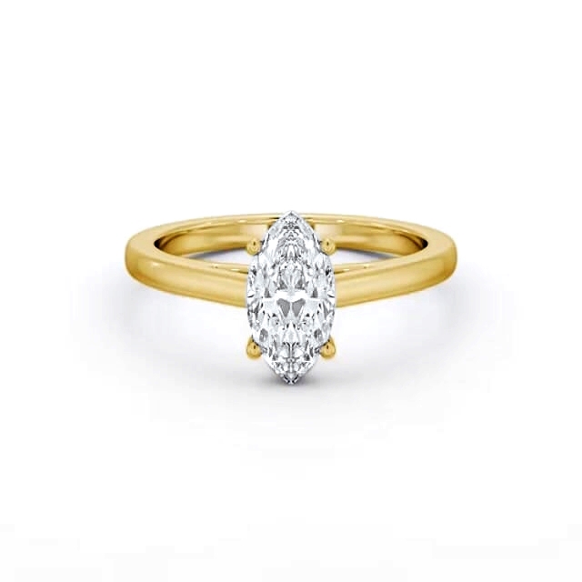 Marquise Diamond Engagement Ring 18K Yellow Gold Solitaire - Jettal ENMA25_YG_HAND