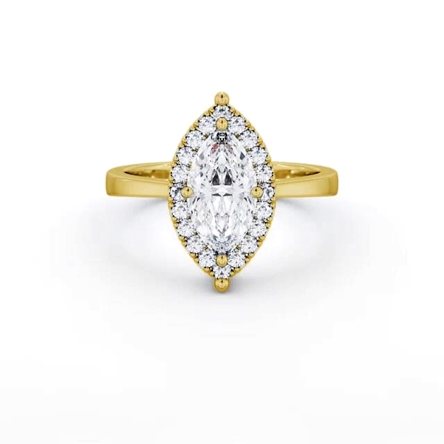 Halo Marquise Diamond Engagement Ring 18K Yellow Gold - Brenna ENMA26_YG_HAND