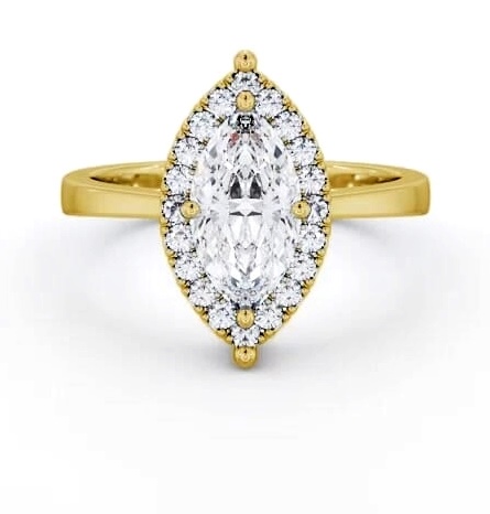 Halo Marquise Diamond Cluster Engagement Ring 18K Yellow Gold ENMA26_YG_THUMB1