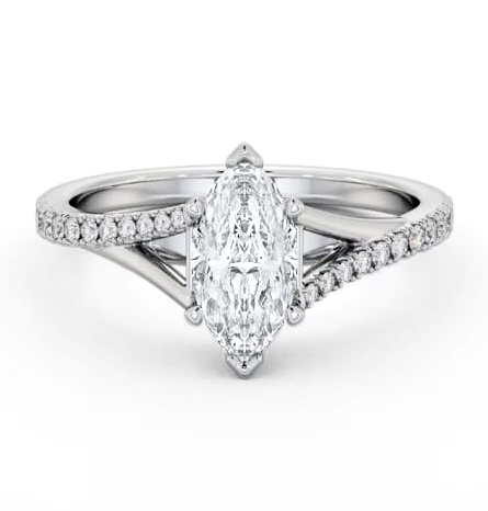 Marquise Ring 18K White Gold Solitaire with Offset Side Stones ENMA26S_WG_THUMB2 