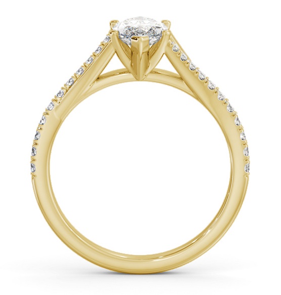 Marquise Ring 9K Yellow Gold Solitaire with Offset Side Stones ENMA26S_YG_THUMB1 