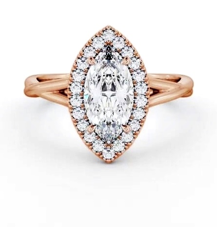 Halo Marquise Diamond Crossover Band Engagement Ring 18K Rose Gold ENMA27_RG_THUMB1