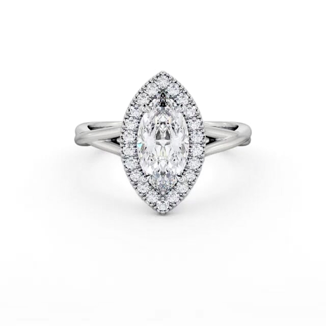 Halo Marquise Diamond Engagement Ring 18K White Gold - Jazmine ENMA27_WG_HAND