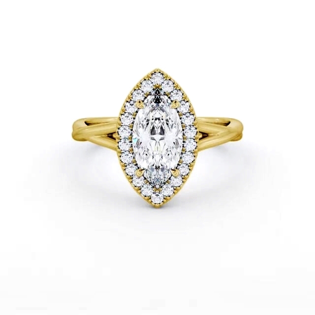 Halo Marquise Diamond Engagement Ring 18K Yellow Gold - Jazmine ENMA27_YG_HAND