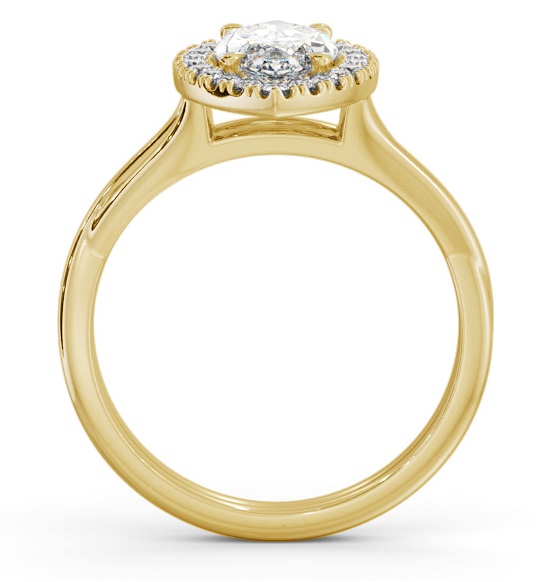 Halo Marquise Diamond Crossover Band Engagement Ring 9K Yellow Gold ENMA27_YG_THUMB1 