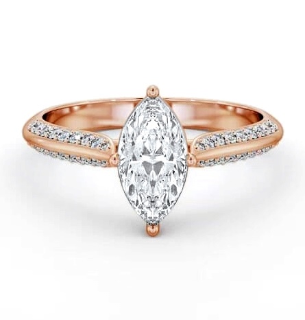Marquise Diamond Knife Edge Band Ring 18K Rose Gold Solitaire ENMA27S_RG_THUMB1