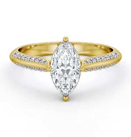 Marquise Diamond Knife Edge Band Ring 18K Yellow Gold Solitaire ENMA27S_YG_THUMB2 
