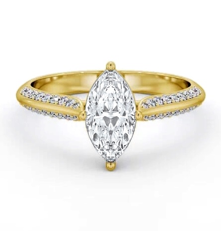 Marquise Diamond Knife Edge Band Ring 18K Yellow Gold Solitaire ENMA27S_YG_THUMB2 