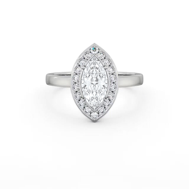 Halo Marquise Diamond Engagement Ring 18K White Gold - Magnola ENMA29_WG_HAND