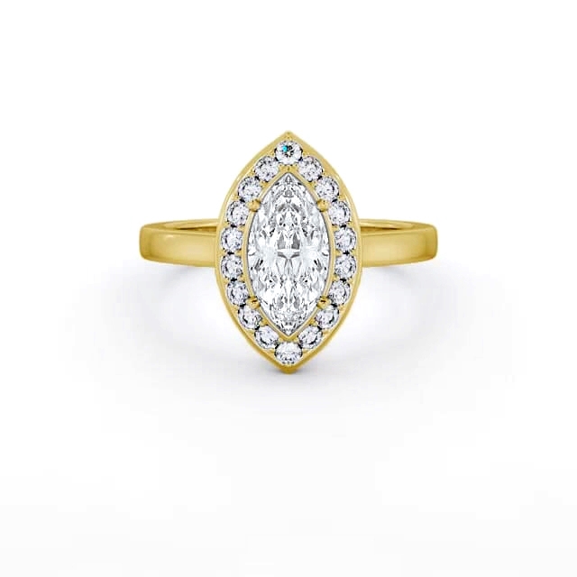 Halo Marquise Diamond Engagement Ring 18K Yellow Gold - Magnola ENMA29_YG_HAND