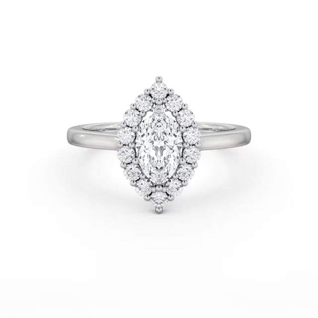 Halo Marquise Diamond Engagement Ring 18K White Gold - Sarene ENMA34_WG_HAND