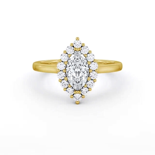 Halo Marquise Diamond Engagement Ring 18K Yellow Gold - Sarene ENMA34_YG_HAND
