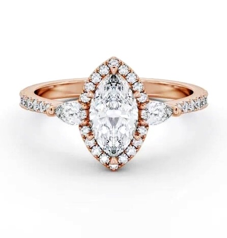 Halo Marquise with Pear Diamond Engagement Ring 18K Rose Gold ENMA35_RG_THUMB1