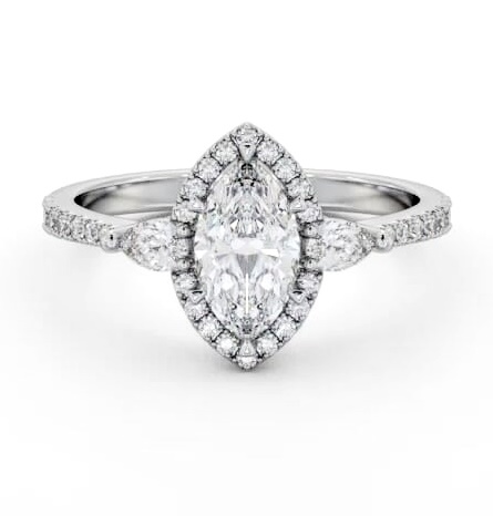 Halo Marquise with Pear Diamond Engagement Ring 18K White Gold ENMA35_WG_THUMB2 